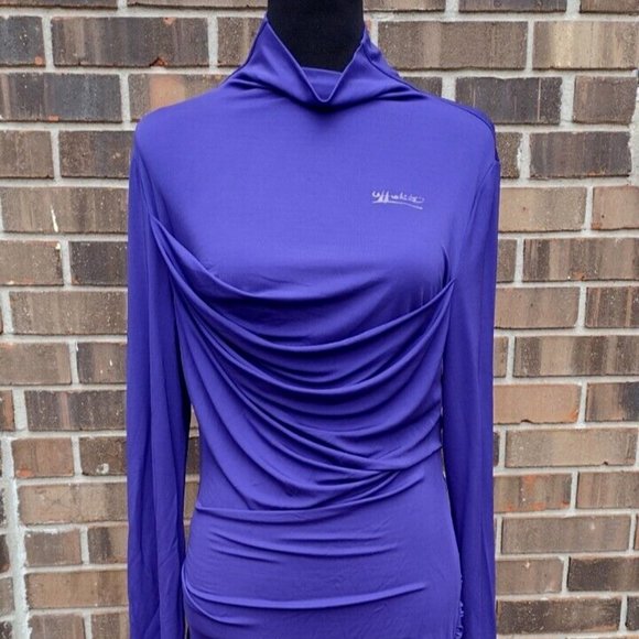 Off-White Virgil Abloh Purple Twist Mock Neck Dress Second Skin 14 US 48 IT NWT - Picture 6 of 16